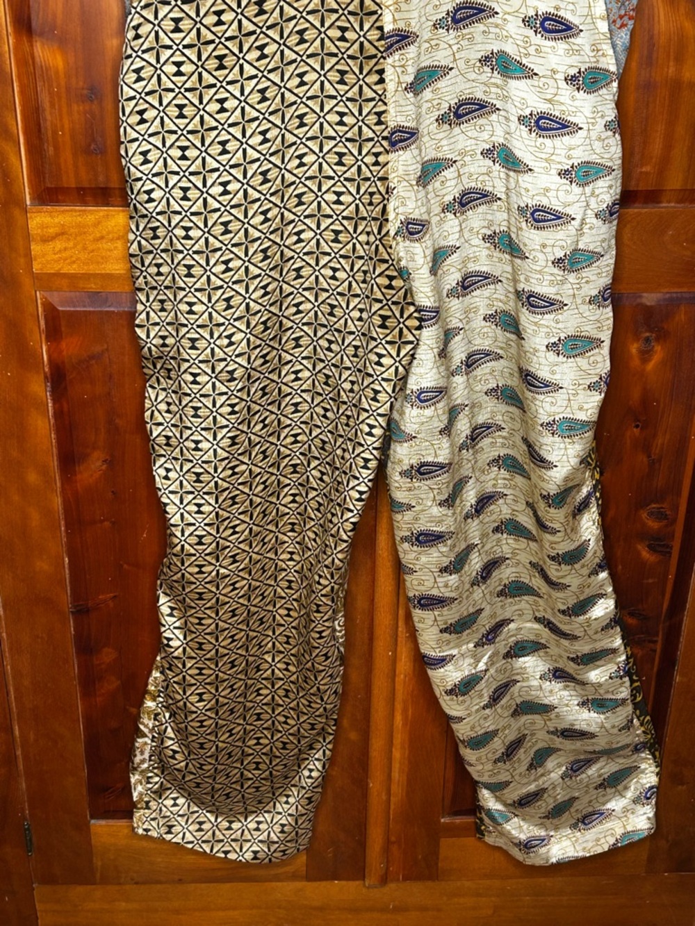 Mexicali Blues Boho Patchwork Silk Blend Overalls Hippie Whimsical One of a KInd - Picture 5 of 17